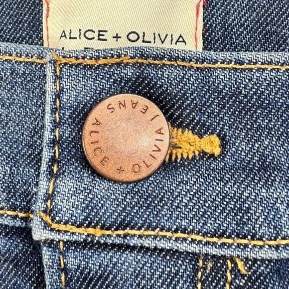 Alice + Oliva Beautiful High Rise Crop Bell Jean Born To Run Distress - Picture 7 of 13